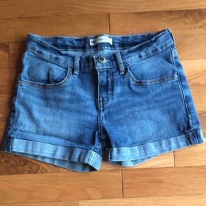 Girls Blue Denim Levi Shorty Shorts Size 12